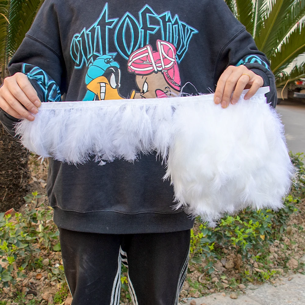 Fluffy Turkey Marabou Feathers Trim Ribbon 10-15cm/4-6inch for Party Wedding Clothes Dress Decoration Accessories Sewing Plumes