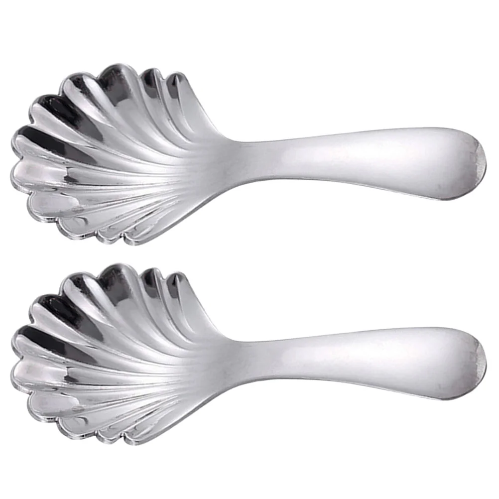 

2 Pcs Teaspoon Ladle Short Handle Dessert Thicken Household Stainless Steel Scoop 304 Small Spoons Stirring