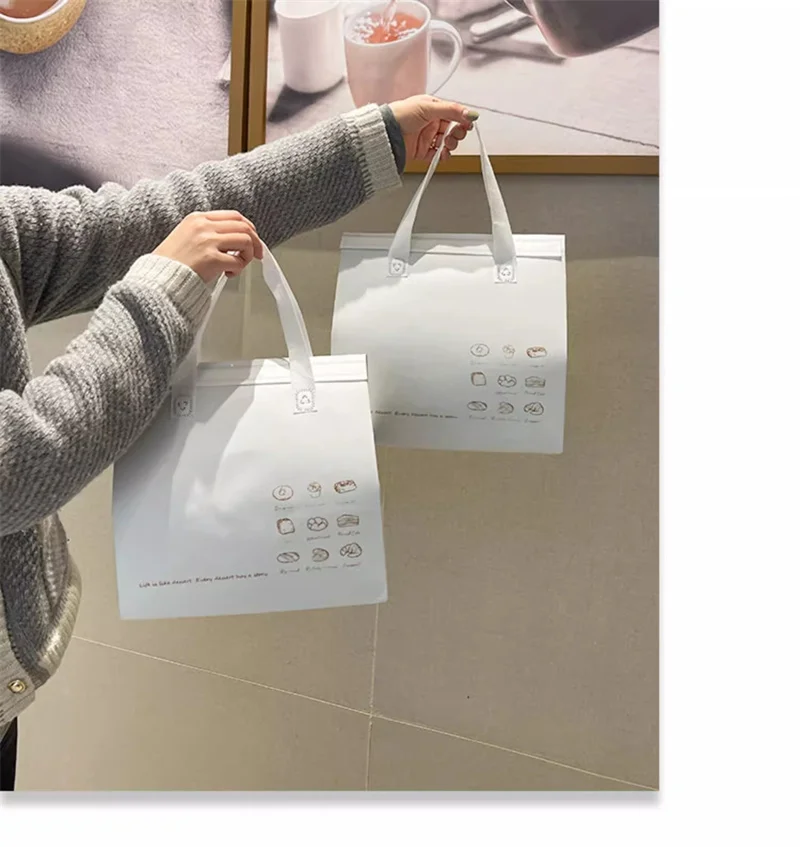 10pcs Non-Woven Insulated Tote Bags – Reusable Fabric Pouches for Cake, Bread, Drinks, ... - SKU NITB1733 - UGI Packaging