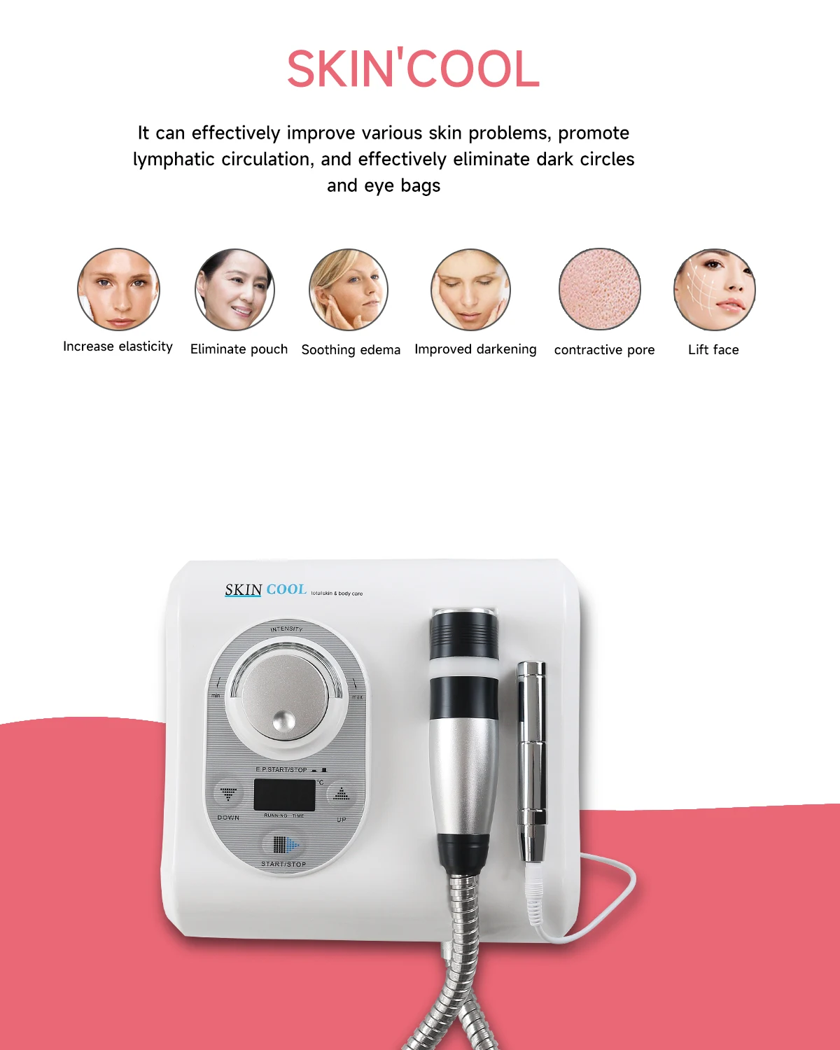 2024 New Skin Cool Cryo-Electroporation Facial Lifting Machine Lymph Circulation Dark Eye bags Double Chin Yellowish Removal 4