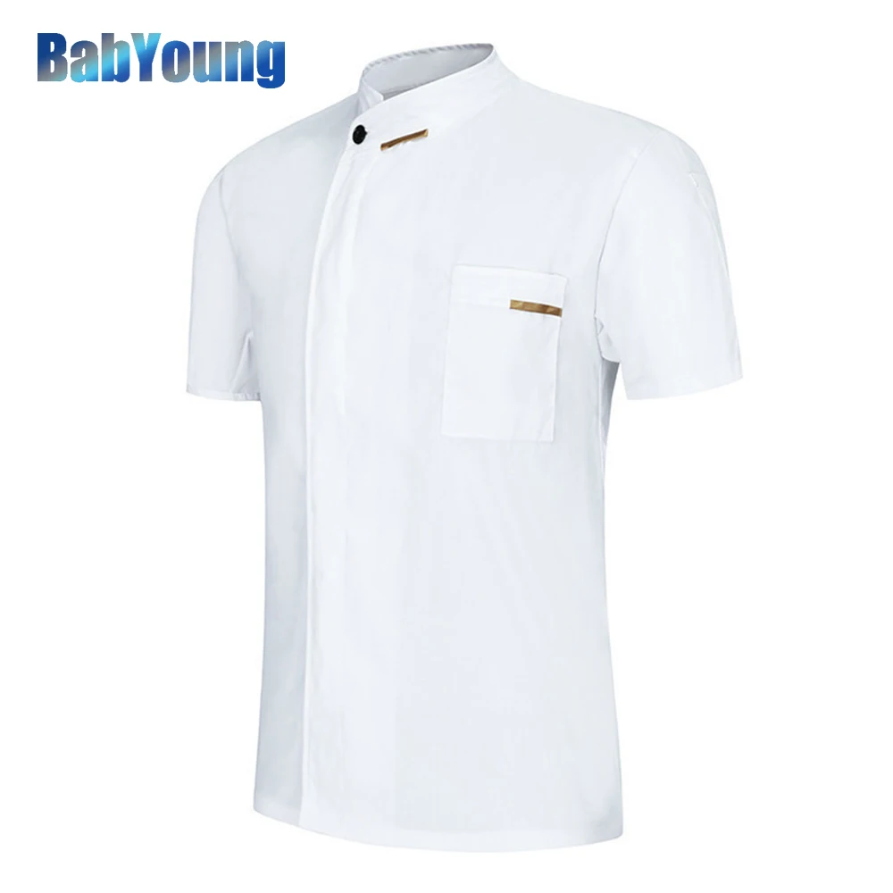 

2023 quality Chef Waiter Uniform Short Sleeve Kitchen Restaurant Cook Chef Jaket White Shirt Breathable Barber Sushi Costumes