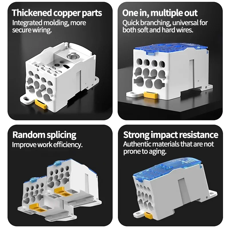 Distribution Unipolar Junction Branch line Box Din Rail Terminal Block Wire Electrical Connector UKK 80A/125A/160A/250A/400A/500