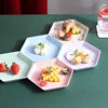 1PC Hexagon Dessert Plates Wheat Straw Thicken Snacks Trays Fruit Plate Dishes Multifunctional Tableware Party Kitchen Accessory 2