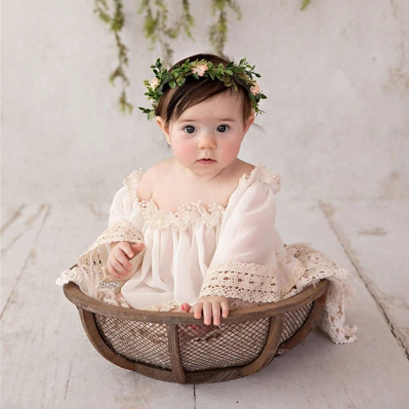 

Newborn Girls Bowknot Headwear Lace Clothes Set Dress Skirt Jumpsuit for Newborn Baby Toddler Kids Girl Photography Props