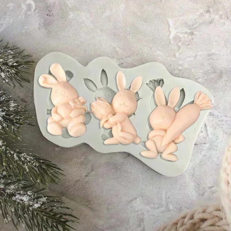 Handmade Creative Molds Easter Party Decor Rabbit Carrot Easter Eggs Silicone Mold Chocolate Cookies Kitchen Baking Moulds Tools