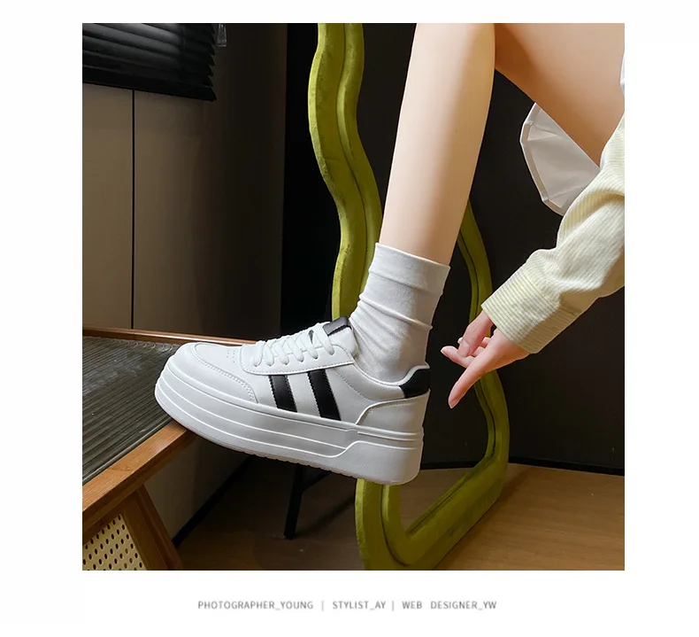 Dames platform sneakers wit met veters en zachte zool_voghion.com