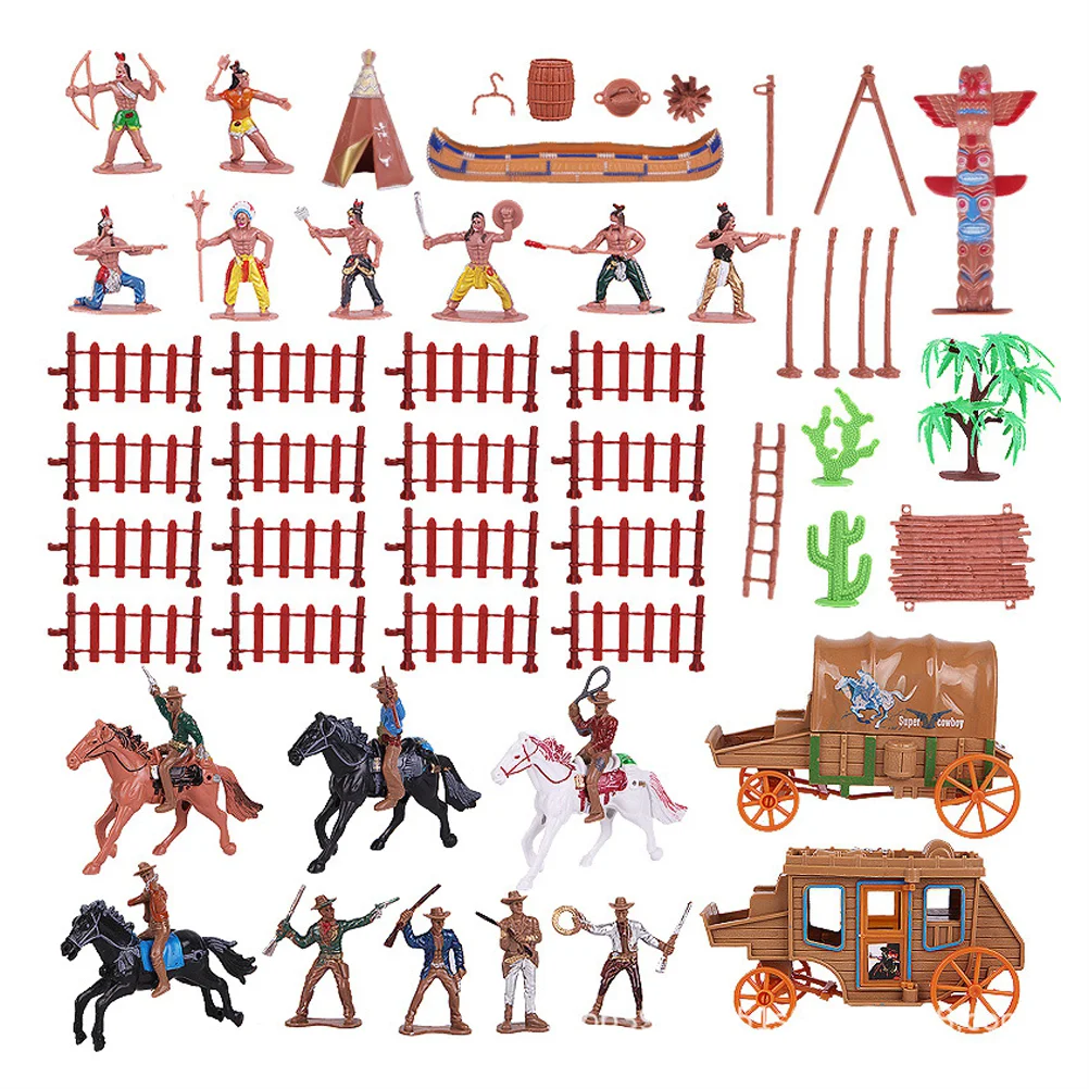 

43 Pcs Cowboy Model Ornaments Simulation Characters Mini Figurines Models Figure Decors Decorative Figures Carriage