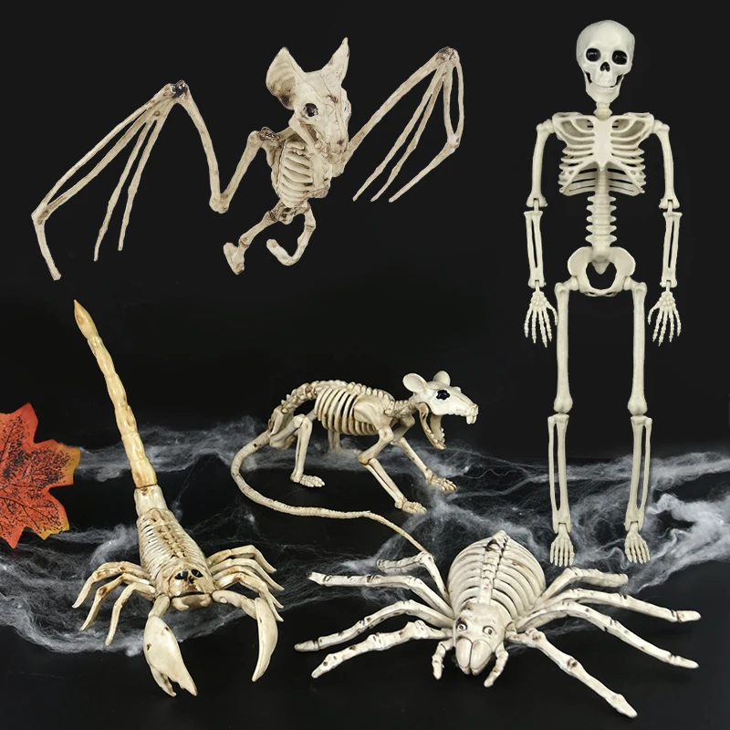 

Halloween Bat Spider Skeleton Scary Bones Movable Animal Model Halloween Party Decoration for Home Haunted House Props Kids Toy