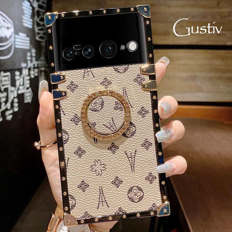 

Luxury Brand Case For Google PIXEL 7 PRO With Finger Ring Holder Square Leather Soft PU Phone Cases For PIXE 6 Pro Cover Fundas