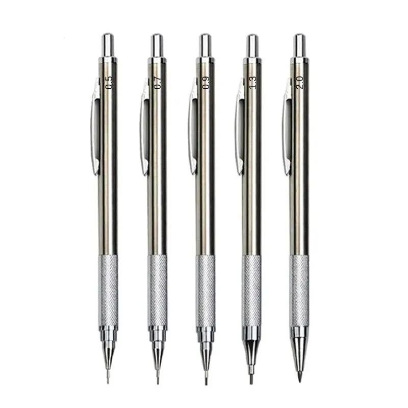 Mechanical Pencil Set Metal 0.5 0.7 0.9 1.3 2.0mm Art Drawing Painting Automatic Pencil Leads Office School Supplies