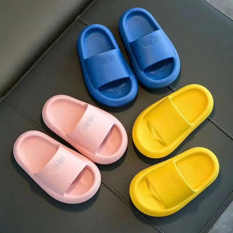 Children Bathroom Slippers Summer Solid Color Anti Slip Soft Sole Kid Slippers 4-10 Years Old Boys and Girls Cute Home Slippers Baby & Maternity