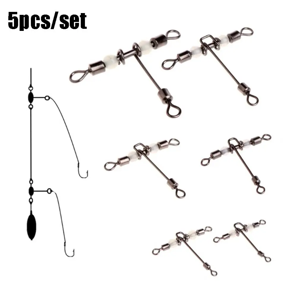 Fishing Swivels 5pcs/lot Hot Splitter Trident Brass Barrel rolling swivel with pearl 3 way connector luminous T-shape
