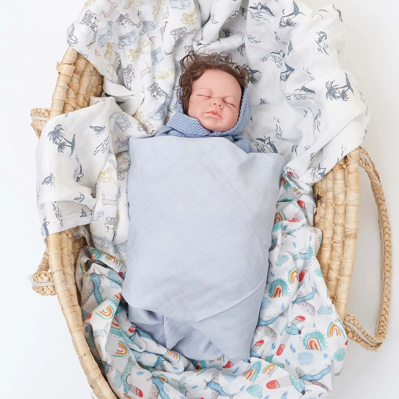 HappyFlute 120*110CM Digital Plain Bamboo Cotton 2Layer Comfortable Muslin Swaddle for Newborn Baby swaddle blanket cotton swaddle