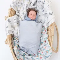 HappyFlute 120*110CM Digital Plain Bamboo Cotton 2Layer Comfortable Muslin Swaddle High Quality Wrap For Newborn Baby 2