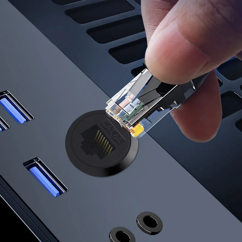 High-Speed CAT6A Ethernet RJ45 Metal Connector Socket