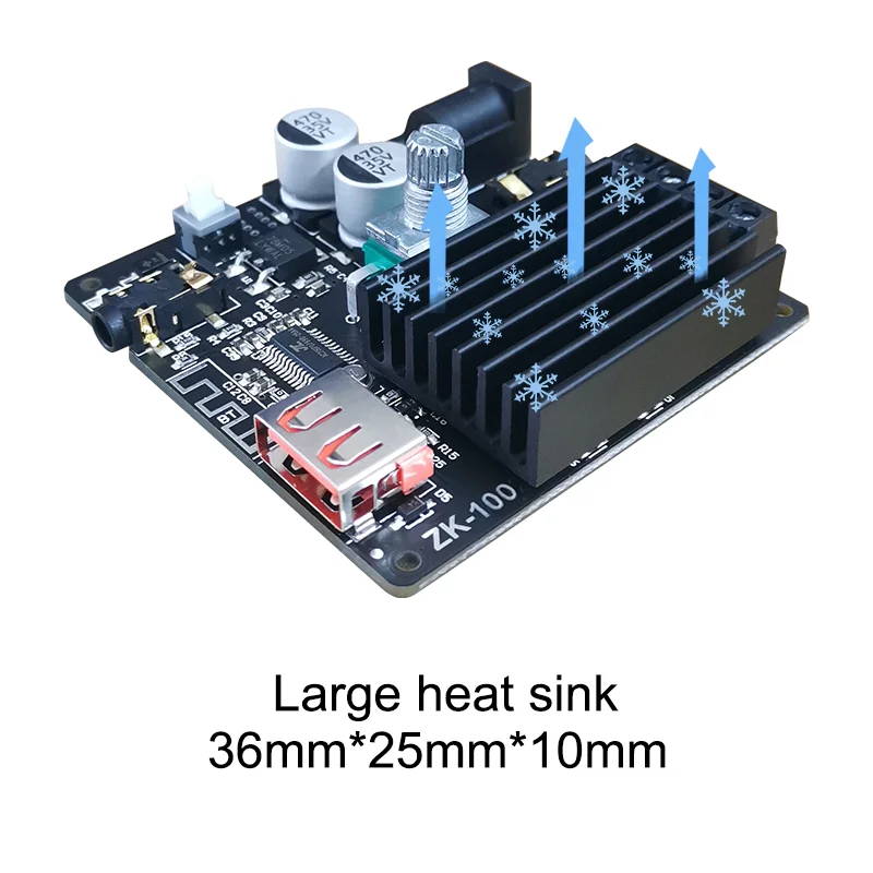 Amplificatore HiFi con Bluetooth 5.0, ZK-1002L 2.0 canali 100W X 2 modulo amplificatore audio stereo mini ricevitore amplificatore di potenza DC 5-24V kit altoparlante fai da te