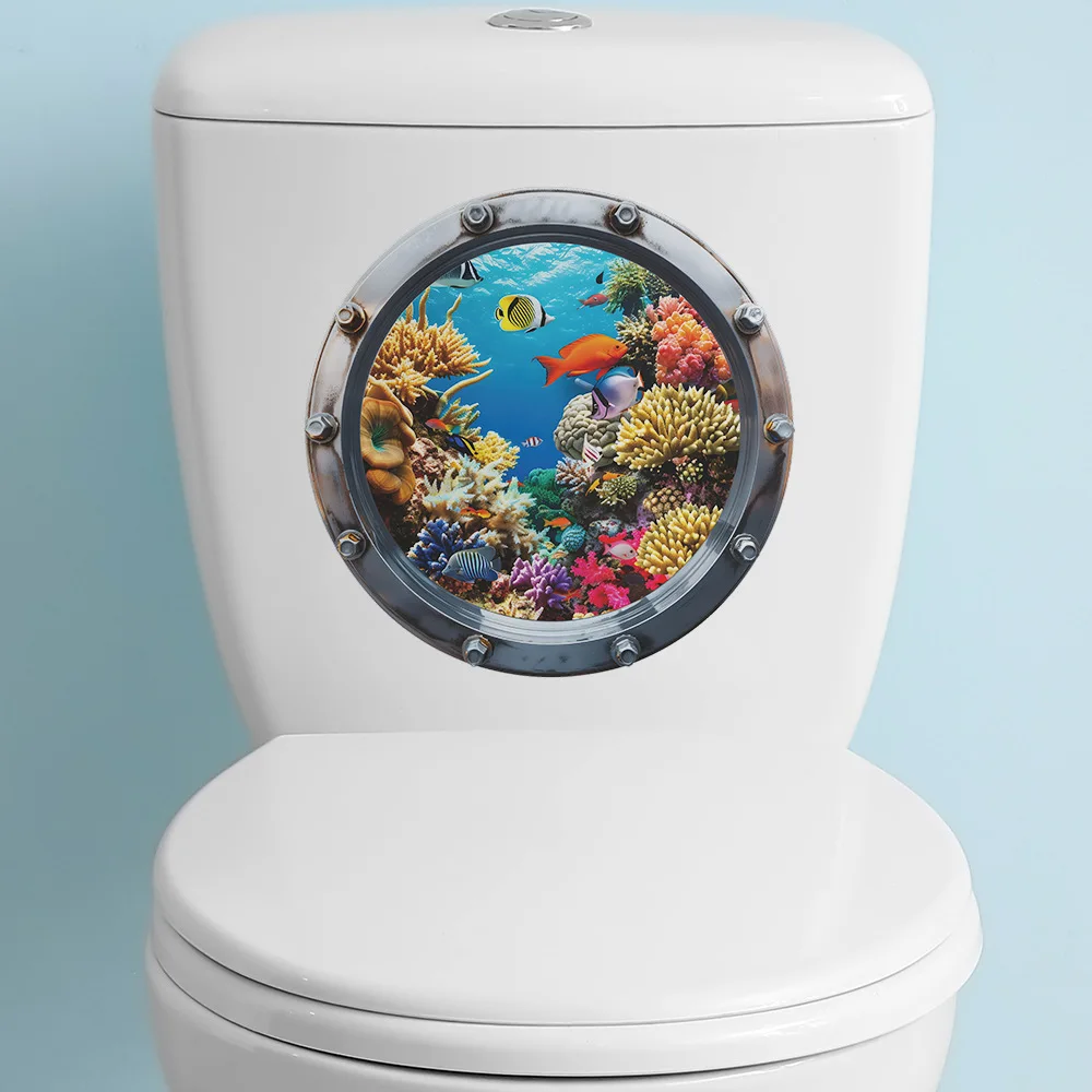 Underwater World Coral Fish Bathroom Toilet Post 1PCS Home Decoration PVC Material Restroom Decor Toilet Stickers toilet stickers