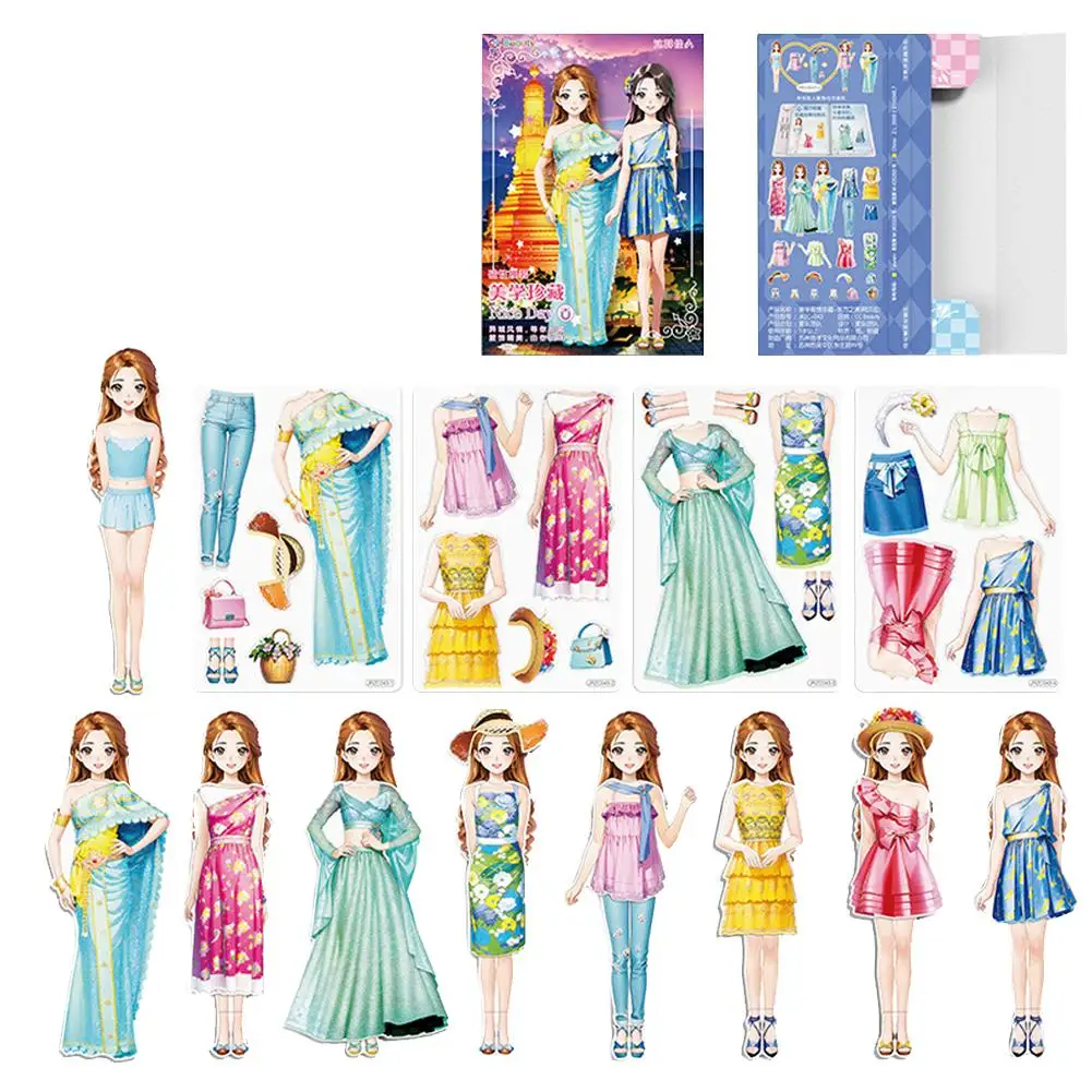 Magnetic Dress Up Set Creative Clothes Dress Up Toy Dolls Created Imagine Set Birthday Gift For Toddler For Travel 3