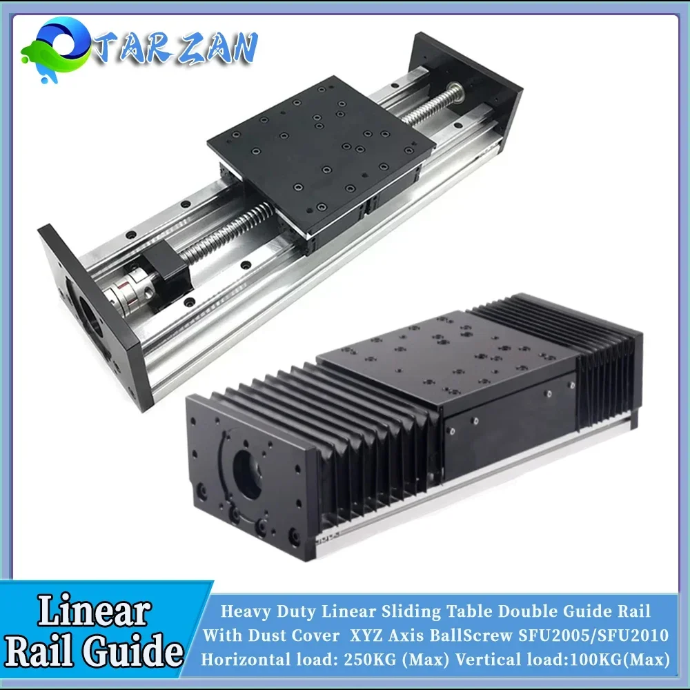 Heavy Duty Linear สไลด์ HGR20 คู่ท่องเที่ยว Ballscrew Linear พร้อมฝุ่น SFU2010/2005 4PCS HGR20 CNC Block 250 กก. 1