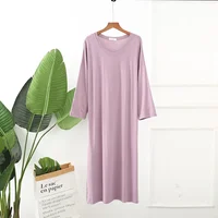 New spring and autumn ladies modal dress solid color loose large size casual night skirt home skirt female nightgown sleep wear - Image 3