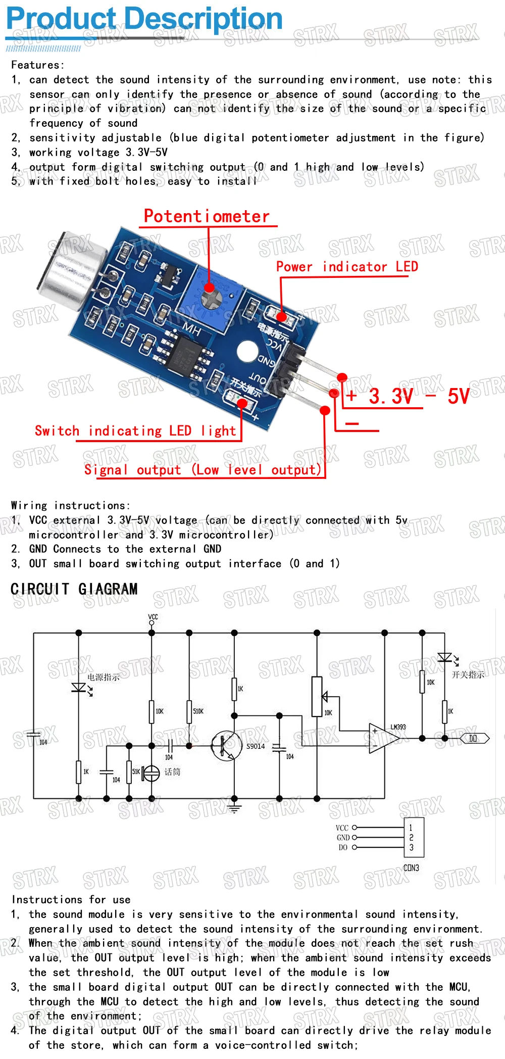 3pin Stimme Sound Erkennung Sensor Modul Intelligente Smart Fahrzeug Roboter Hubschrauber Flugzeug Flugzeug Auto für arduino DIY KIT – Detail 2