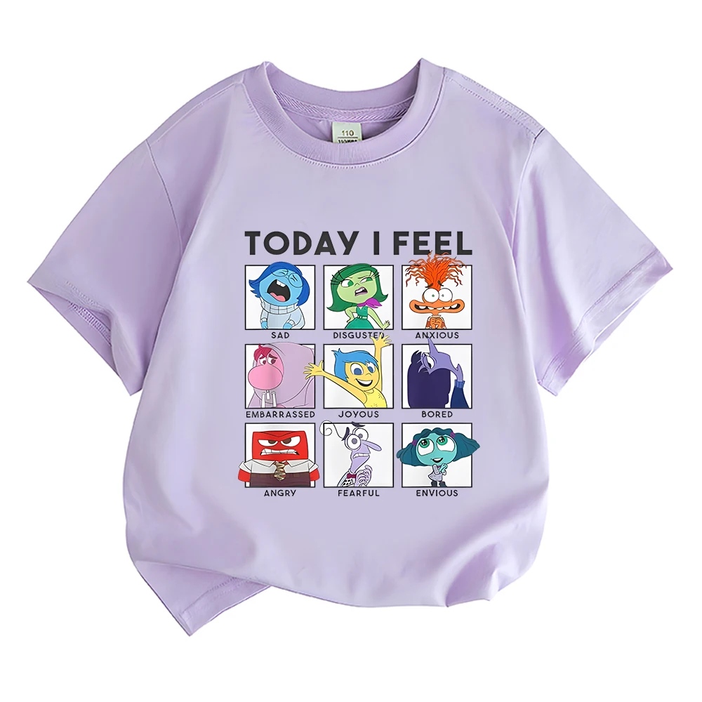 Kids Cotton T Shirt Today I Feel Inside Out 2 Cartoon Anime