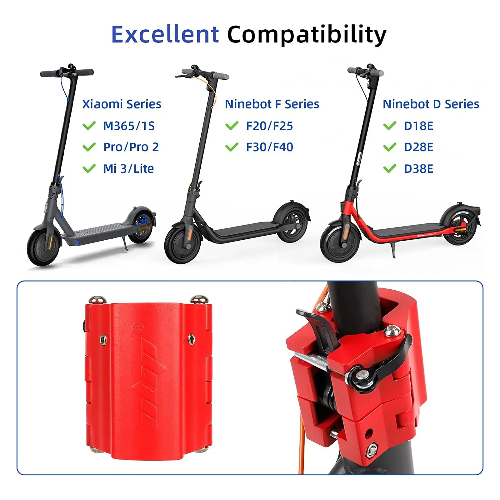 Morsetto pieghevole scooter elettrico, alta precisione fabbricazione, blocco fissaggio robusto, accessori per sport e leisure, for adulti bambini viaggi urbani e tempo libero