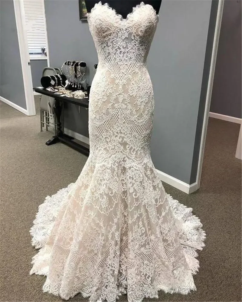 

Graceful Lace Mermaid Wedding Dresses Sleeveless Sweetheart Tulle Appliques 2024 New Design Simple Bridal Gowns Vestido De Noiva