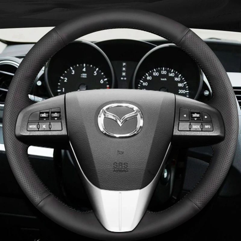 Mazda 3 Mazda CX7 2011-2013 용 자동차 핸들 커버 맞춤형 DIY 자동차 액세서리 인테리어 오리지널 스티어링 휠 브레이드