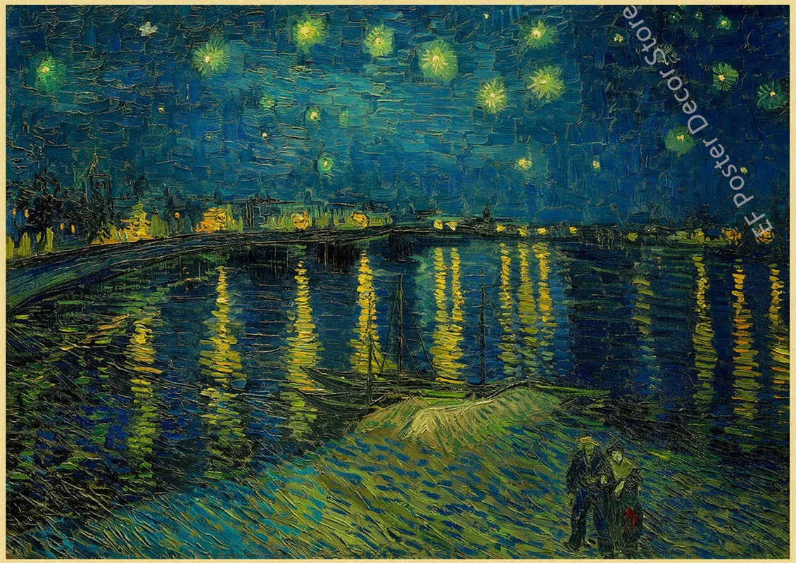 ゴッホの有名な油絵,ヴィンテージのクラフト紙,家の壁の装飾