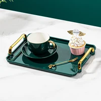 1pc Storage Tray, Household Rectangular Storage Rack, Transparent And Simple Storage Tray With Golden Handle, For Living Room, D 2