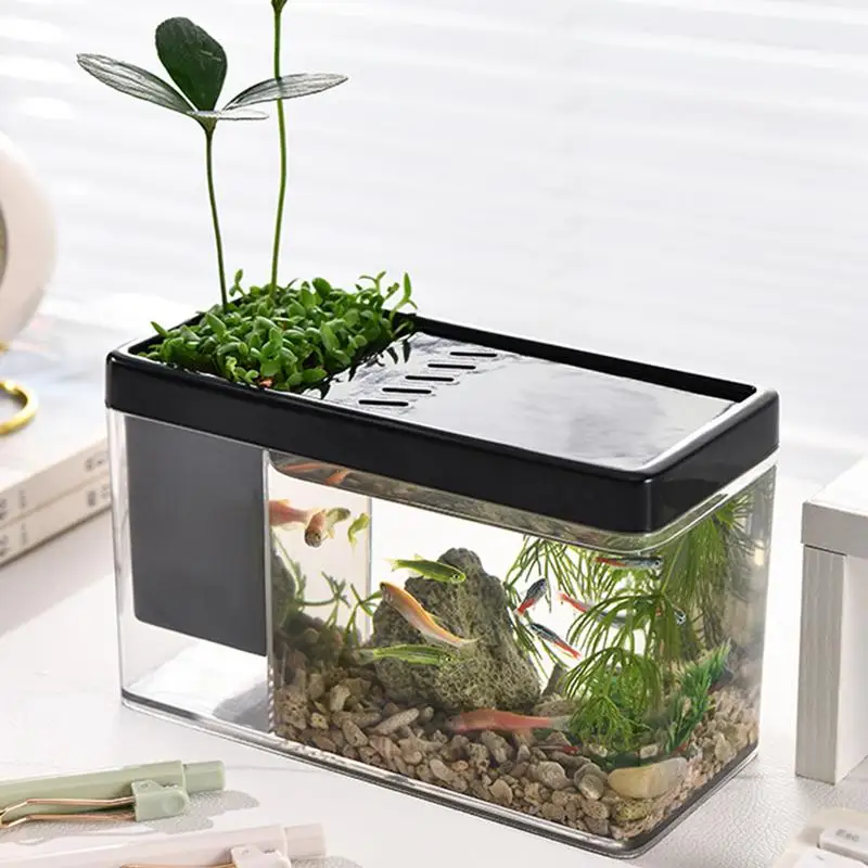 Aquarium Mini Fish Tank Aquarium Fish Desktop Box landscape creative small tropical fish tank Desktop Bowl Organizer