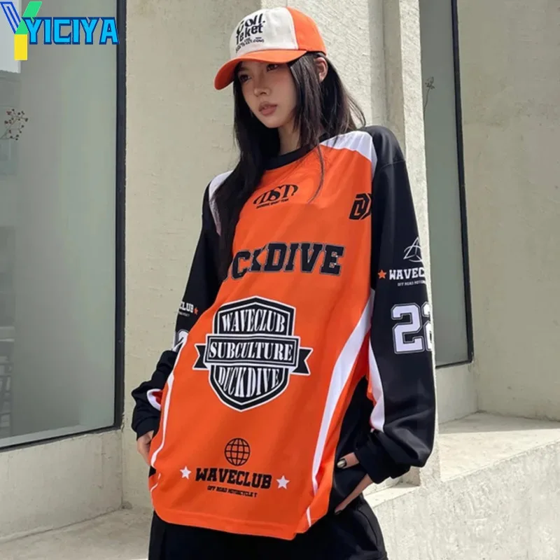 

YICIYA T-shirts tshirt for women classic kpop Long sleeves oversize crop top 2024 summer Korean fashion new outfit clothing tops