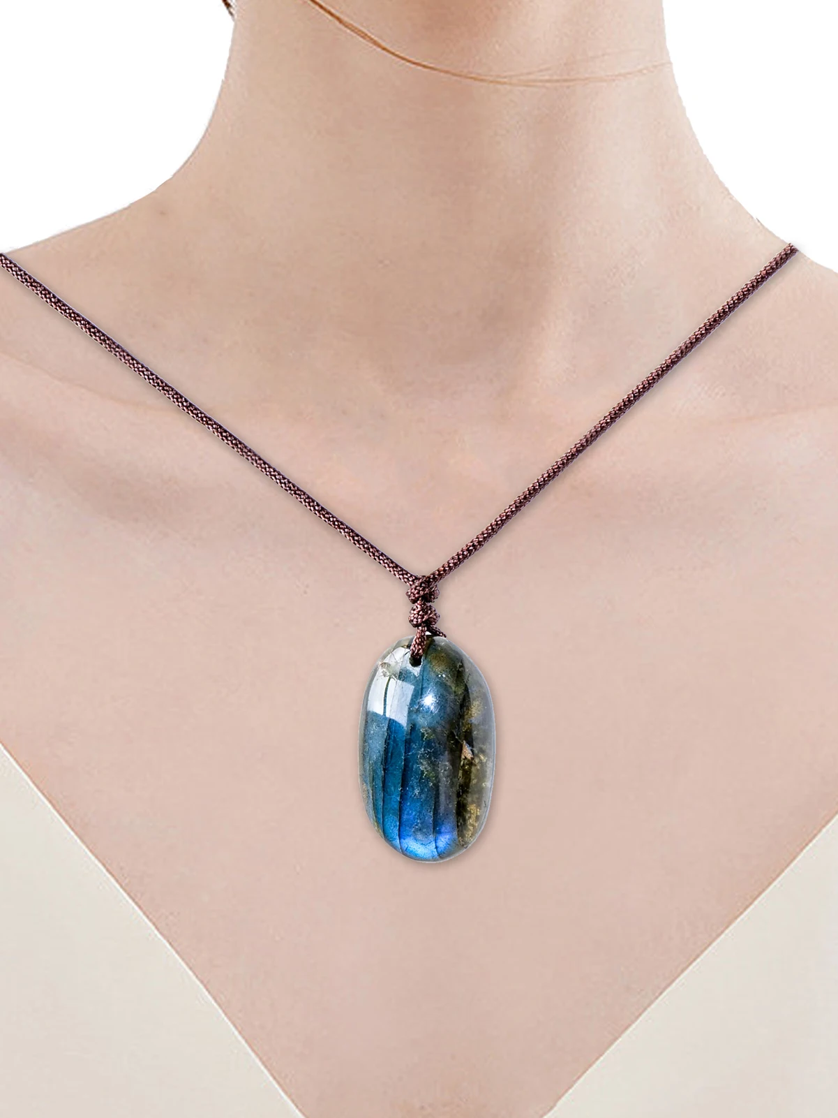 Ciondolo In Labradorite Naturale Ciondolo In Labradorite Naturale Per Unisex Charms In Pietra Di Labradorite Flash Lucido Per Gioielli Curativi