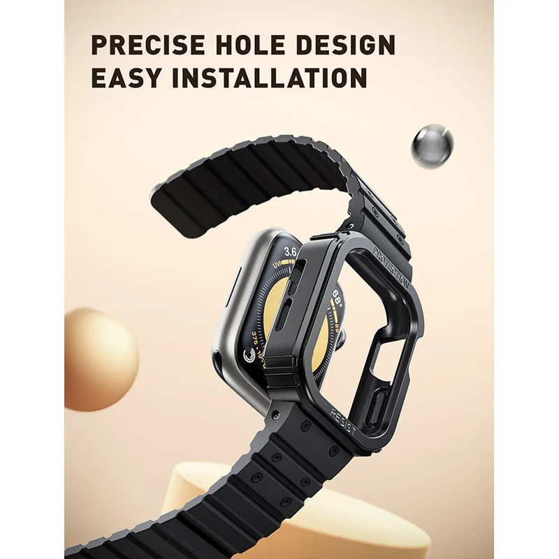For Apple Watch 9/8/7/6/5/4/SE CaseBand [45/44mm] SUPCASE UB Seal Rugged Protective CaseMagnetic Soft Silicone Strap