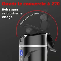 Bouilloire électrique Portable 12v/24v, tasse chauffante pour voiture intelligente, écran tactile, tasse thermique de 450ml, tasse chauffante pour voiture, température réglable 5