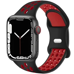 Premium Sport Silicone Strap for Apple Watch - Sleek and Comfortable Design (Black red 06)