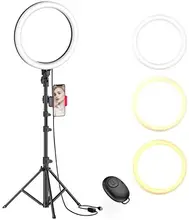 New Erligpowht 10 quot Selfie Ring Light with Tripod Stand amp Cell Phone Holder for Live Stream Makeup Dimmable Led Camera Beauty tanie i dobre opinie NEWCE NONE CN (pochodzenie) clip