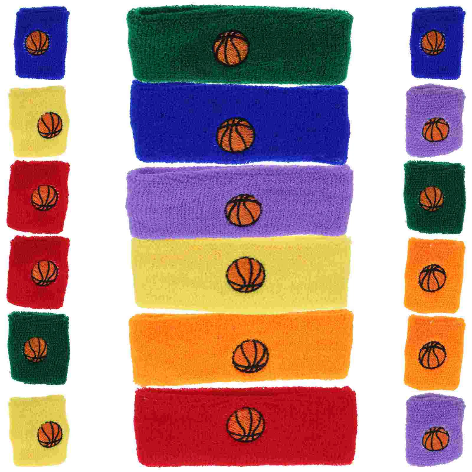 

6 Sets Sports Wristband School Students Sports Headband Wrist Sweatbands for Kids Children