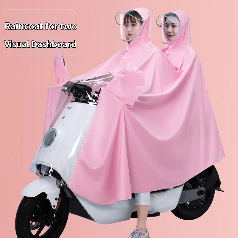

Raincoat electric bicycle motorcycle raincoat, thickened rainproof visual dashboard fashionable raincoat for two people riding