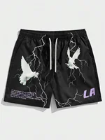 Men Pigeon & Slogan Graphic Shorts Casual Half Pants Unisex Gym Fitness Men's Trousers Summer Women Shorts Sport Beach Shorts 1