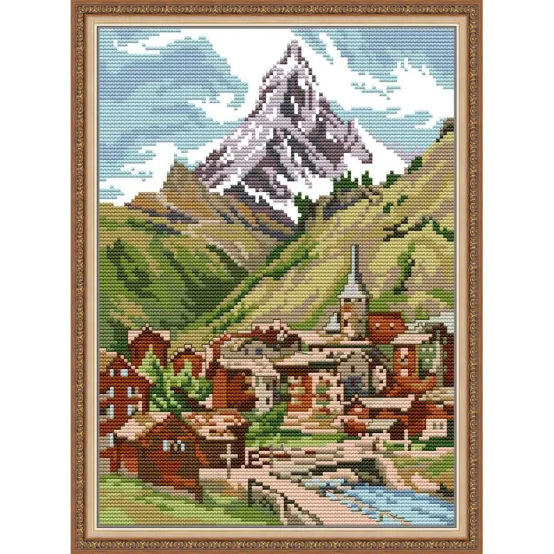 14 CT Cross Stitch Kits for Beginners Mountains & Lake Printed Stamped  Cross-Stitch Supplies Needlework Printed Embroidery Kits DIY Kits  Needlepoint