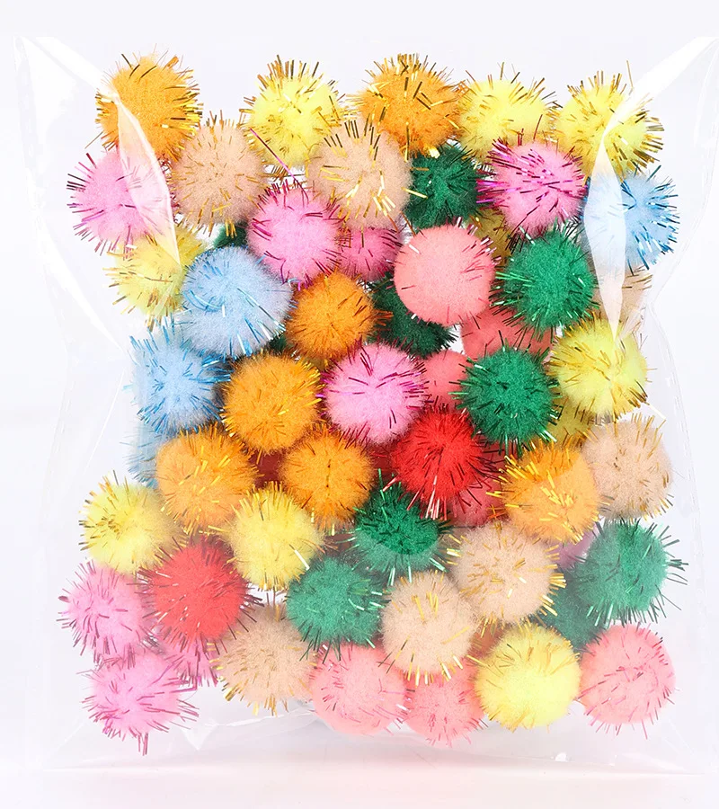 Colored Glitter Balls Pompom Furry Balls Christmas Pom Poms Kids DIY Pompones Craft Supplies Handmade Decoration Materials craft supplies,pom poms craft supplies