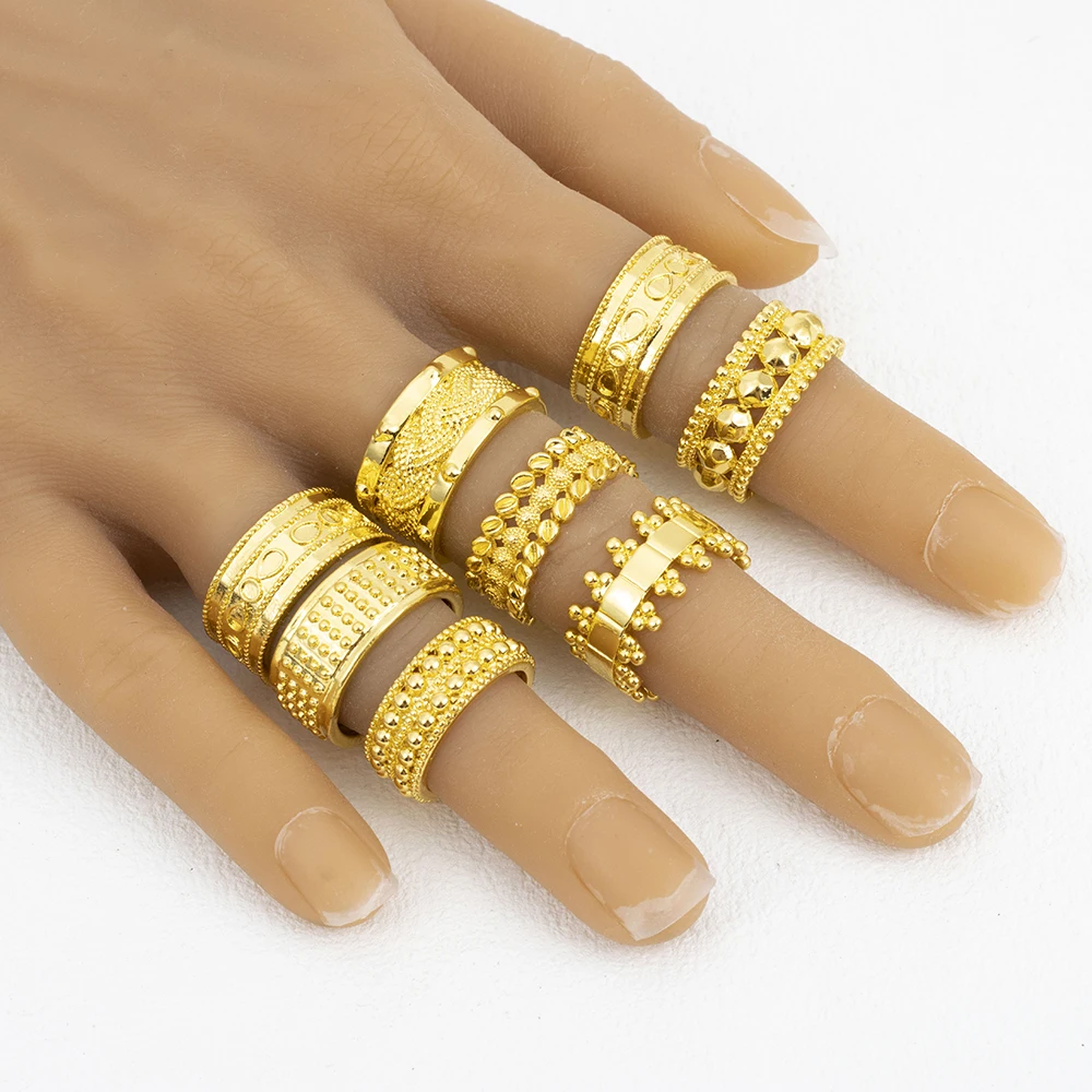 Fashion New Arrive Wholesale 20 Pieces/Lot Mixed Styles Luxury Charm Golden Ring Party Gift 6