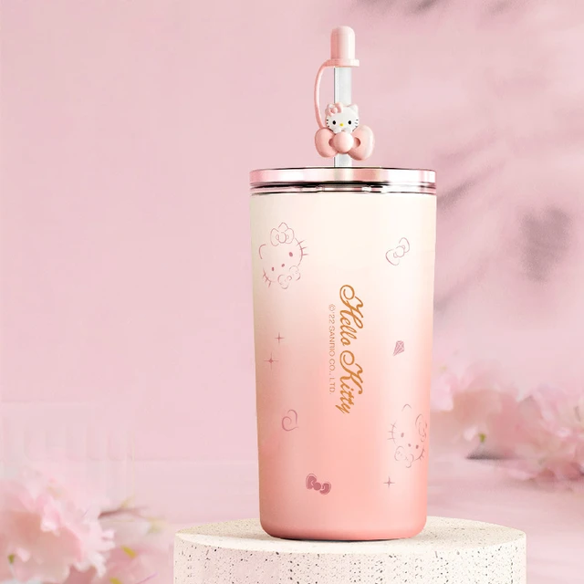 Sanrio Hello Kitty Tumbler With Straw Cup 480ml Coffee Student High Value  Straw Adult Small Fresh Straight Drinking Office Cup - Straw Cup -  AliExpress