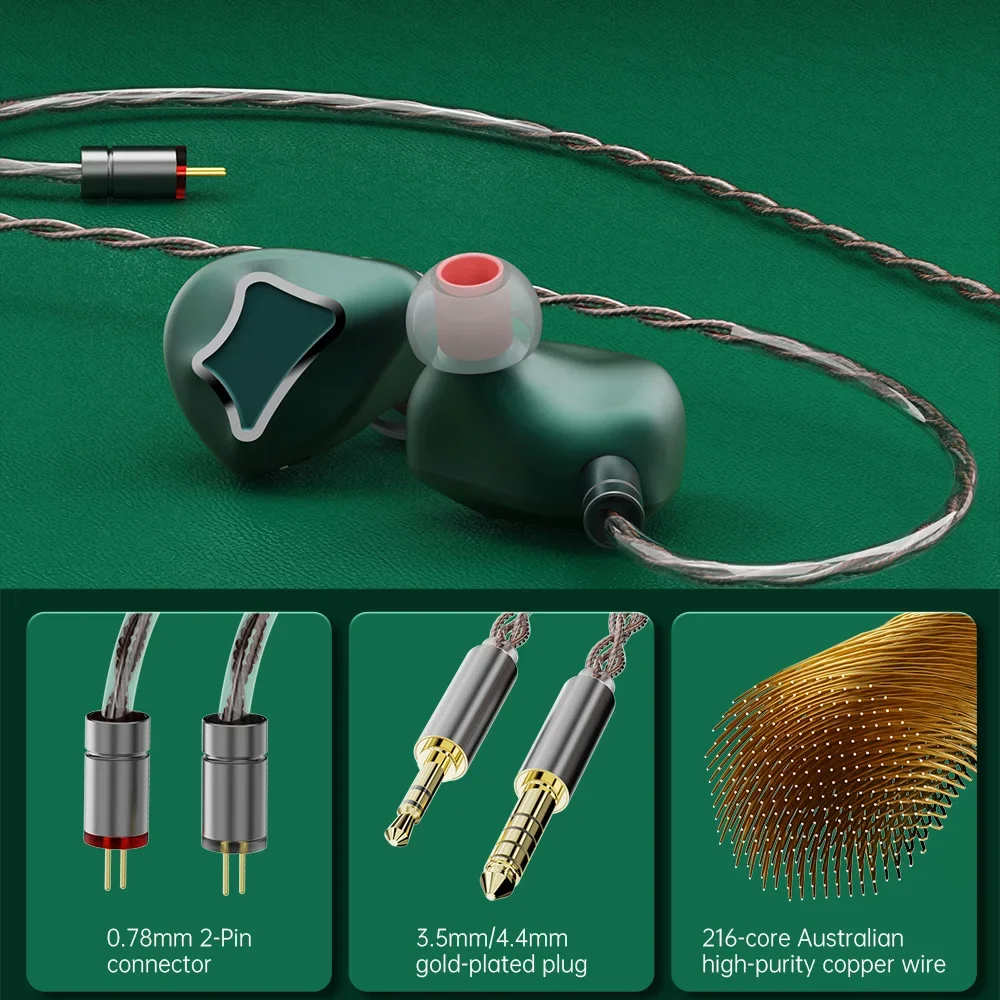 ARTTI R1 HIFI Earphone 2+1 Triple Dynamic Driver In-ear Music Headphone with Detachable 0.78 2pin Connector 3.5/4.4mm Plug Cable 3