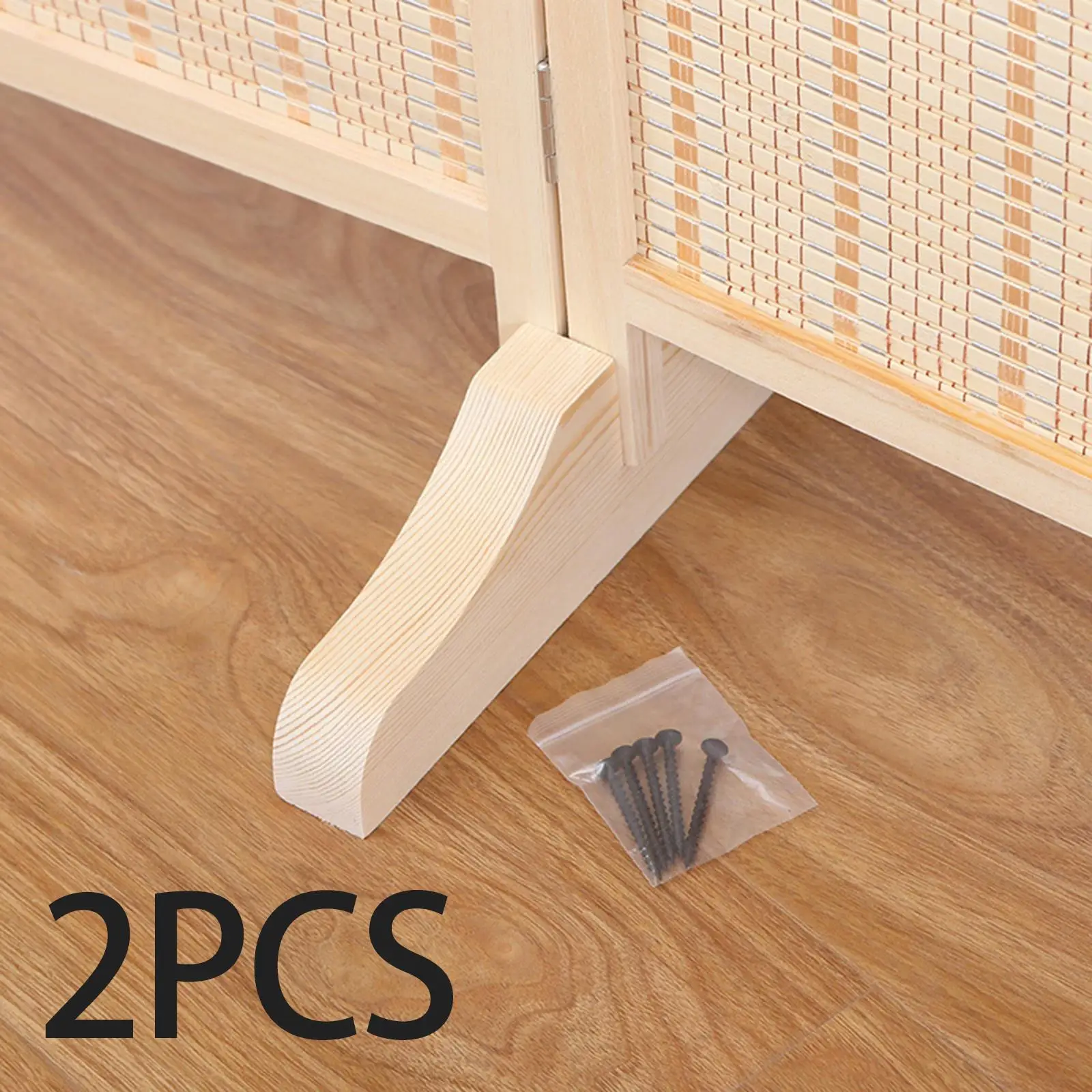 2x Privacy Screen Holder Room Divider Feet, Protective Wooden Divider Bracket, Wooden Screen Base, Wooden Room Divider Stand