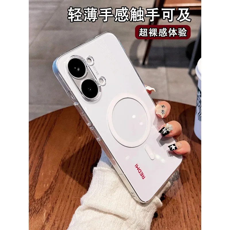 Magnetic Luxury Transparent PC Hard Shell Wireless Charging Shockproof Back Cover