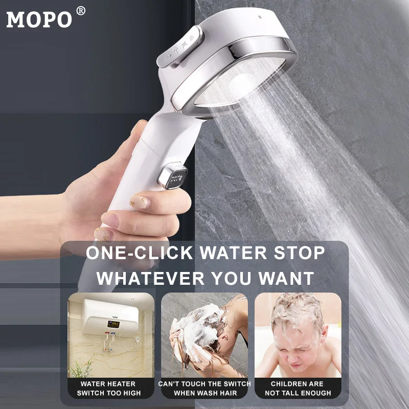 High Pressure Shower Head One-key Stop Water Toothbrushes Head Water Saving Adjustable Shower Bathroom Accessories shower head shower nozzle