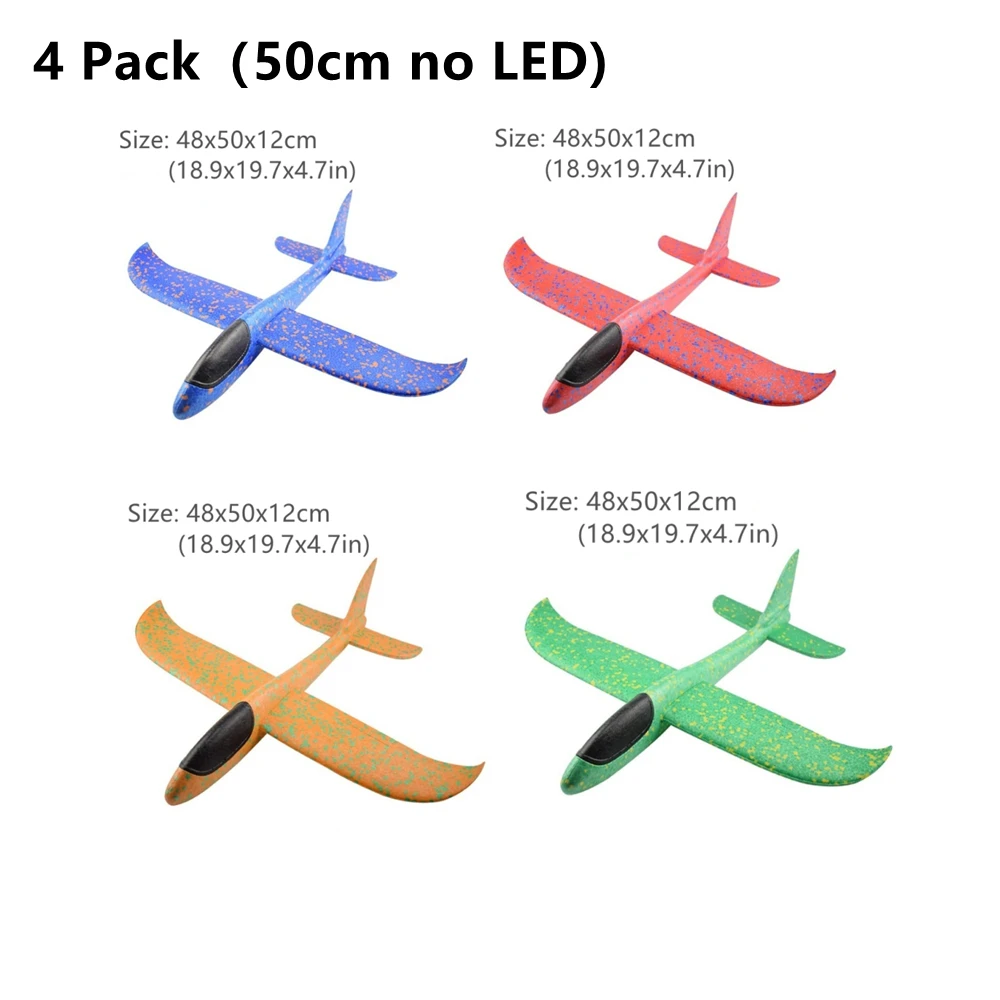 Paquete de 2 aviones de juguete con luz LED, 17.5 pulgadas, 2 aviones de  espuma de lanzamiento grandes, 2 aviones planeadores de modo de vuelo